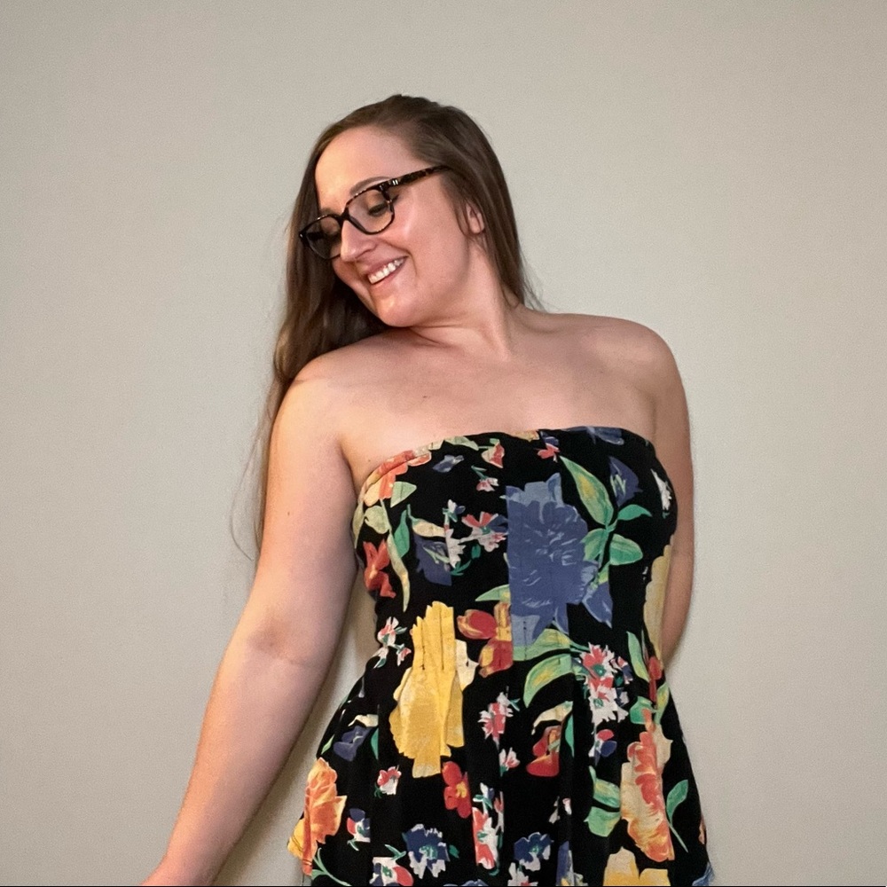 GUESS strapless floral tank